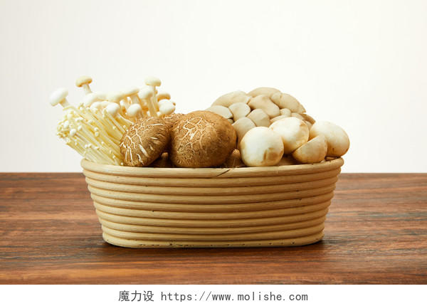 香菇木纹木盒菌类组合金针菇平菇海鲜菇菌类菌菇蘑菇